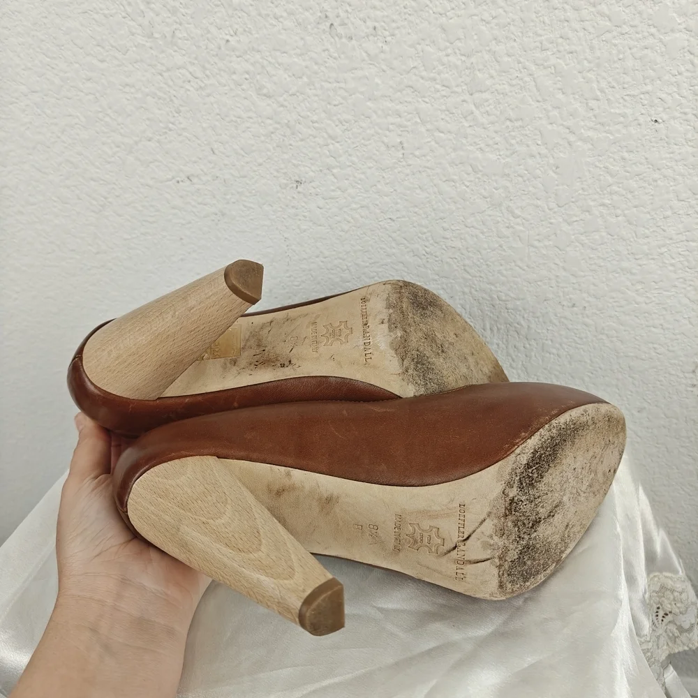 Loeffler Randall Brown Leather Block Heels – Size 8.5B, Made in Italy